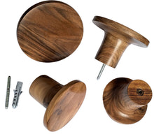 Charger l'image dans la galerie, Patère dessous courbe en noyer massif (massive walnut) diamètre 80mm /3,14" ou 100mm / 3,93" profondeur 60mm / 2,36"