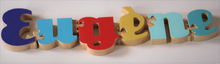 Charger l'image dans la galerie, Prenom personnalisable en bois de tilleul facon puzzle