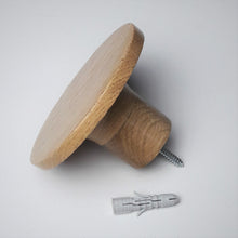 Charger l'image dans la galerie, Patère dessous courbe en chêne massif (massive oak) diamètre 80mm /3,14" ou 100mm / 3,93" profondeur 54mm