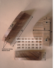 Charger l'image dans la galerie, Bouton Demi Lune en noyer massif (massive walnut) diamètre de 80 à 120mm / 3,15" à 4,72"