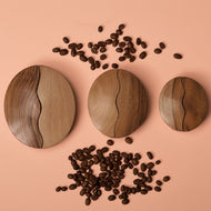 Bouton Poignée Grain de café en noyer massif (massive walnut) diamètre de 80 à 120mm / 3,15